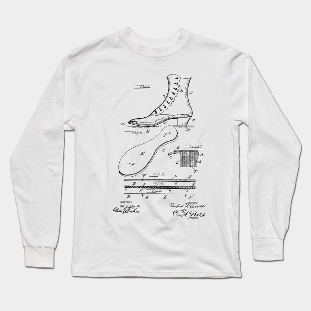 Electric Shoe Sole Vintage Patent Hand Drawing Long Sleeve T-Shirt by TheYoungDesigns